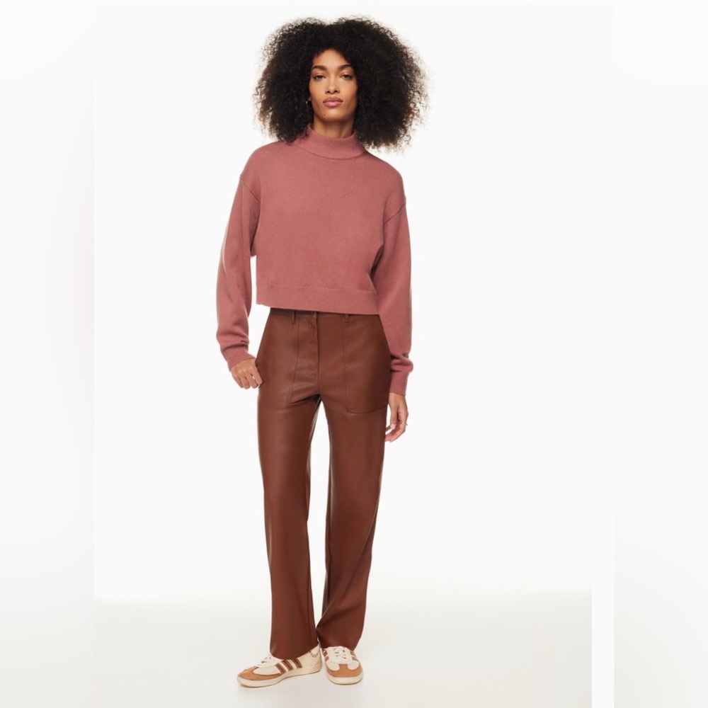 Aritzia Wilfred Pink Harper Cowl Neck Sweater Wool and Cotton Size Small